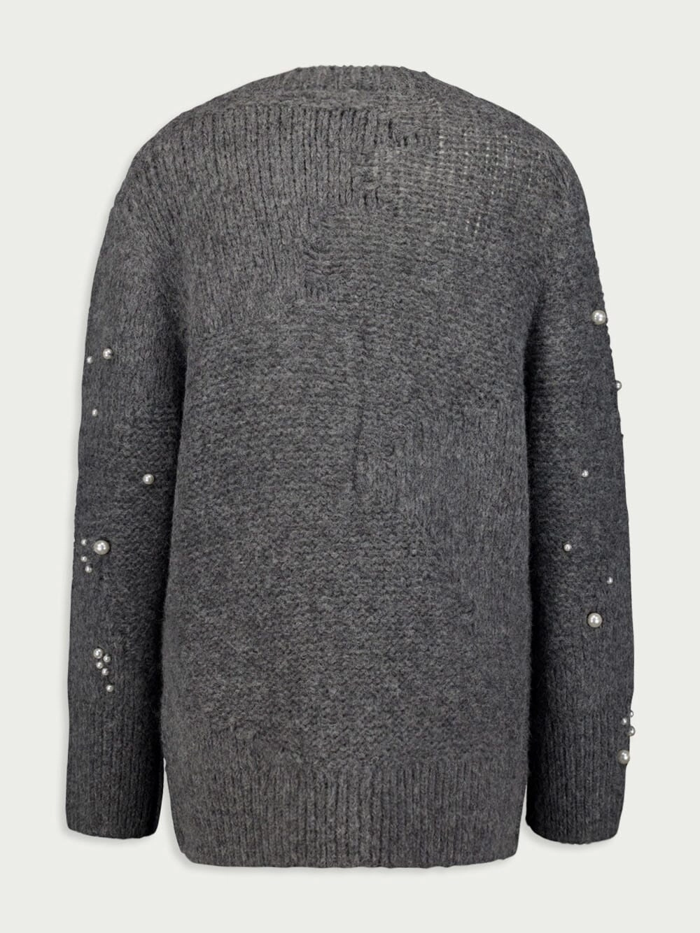 Faux Pearl-Embellished Oversized Jumper