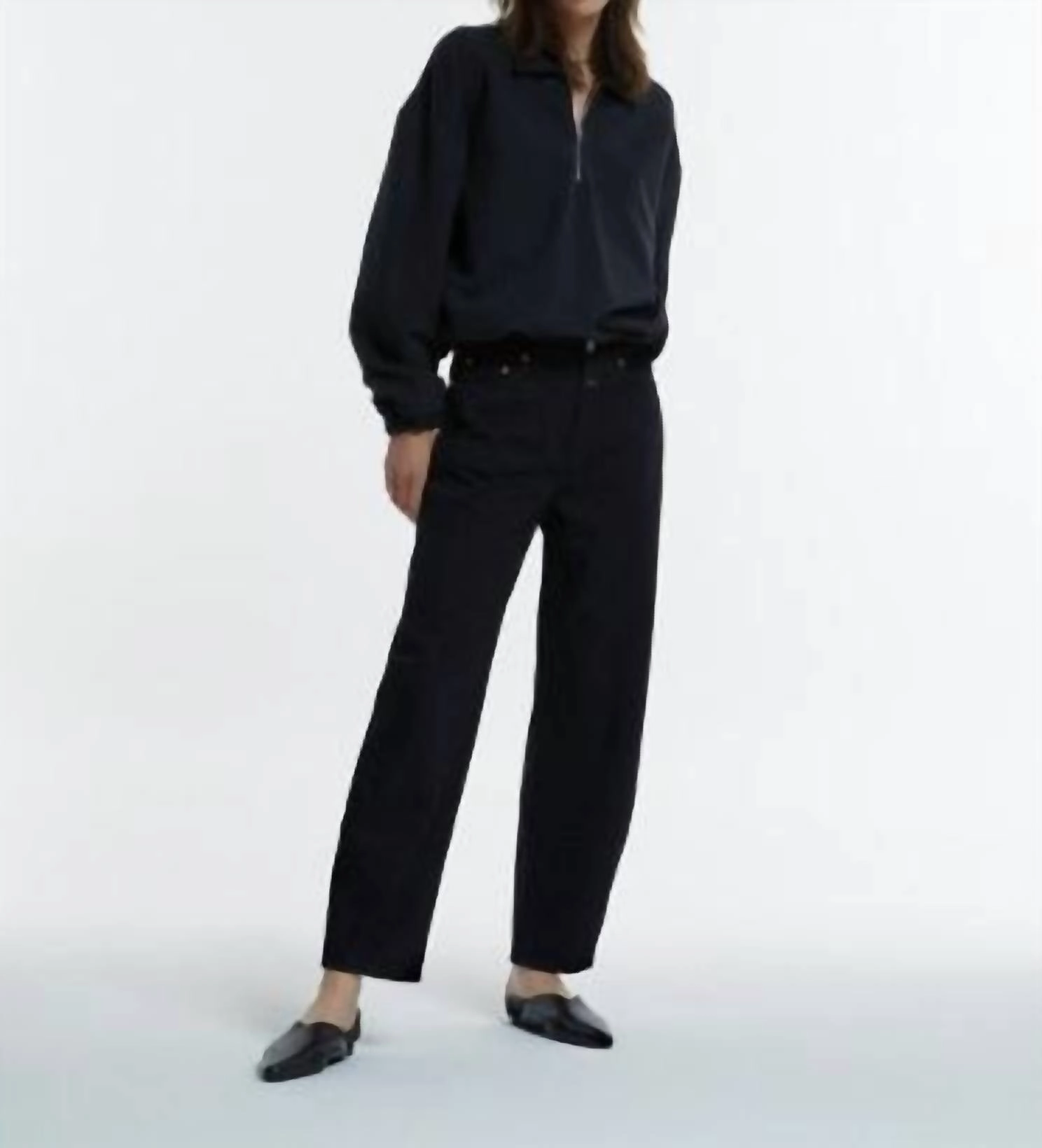 Fayna Wide Leg Jean In Black womens tailored trousers deal