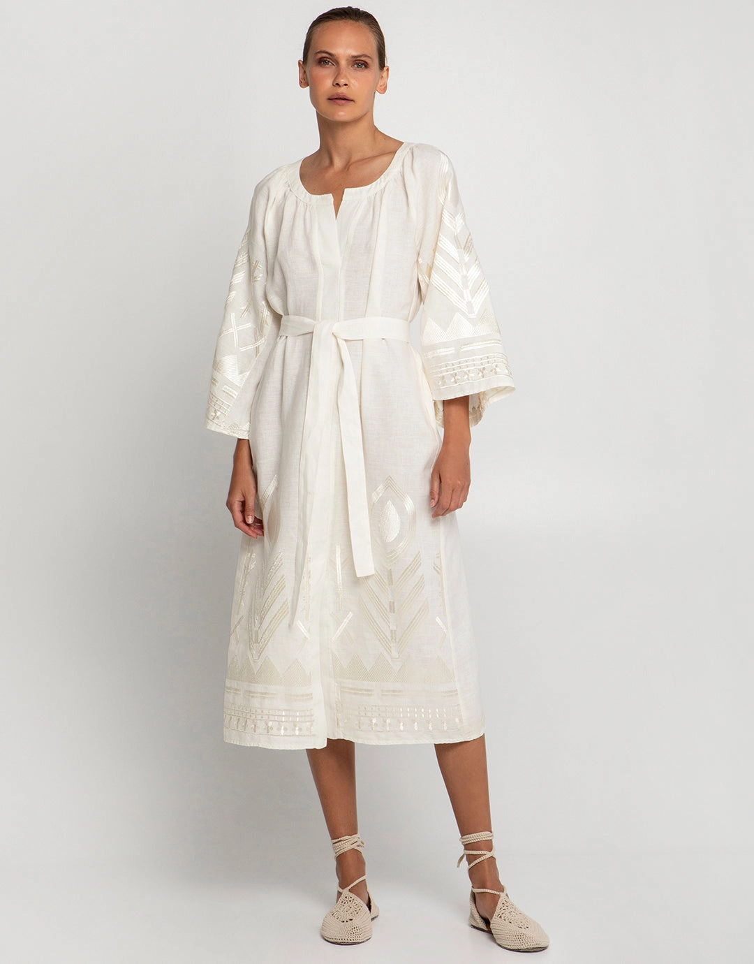 Feather Midi Kaftan - Natural and Champagne Swim Womens - bikinis clearance
