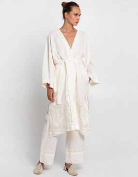 Feather Midi Kimono - Natural and Champagne Swim Womens - bikinis clearance