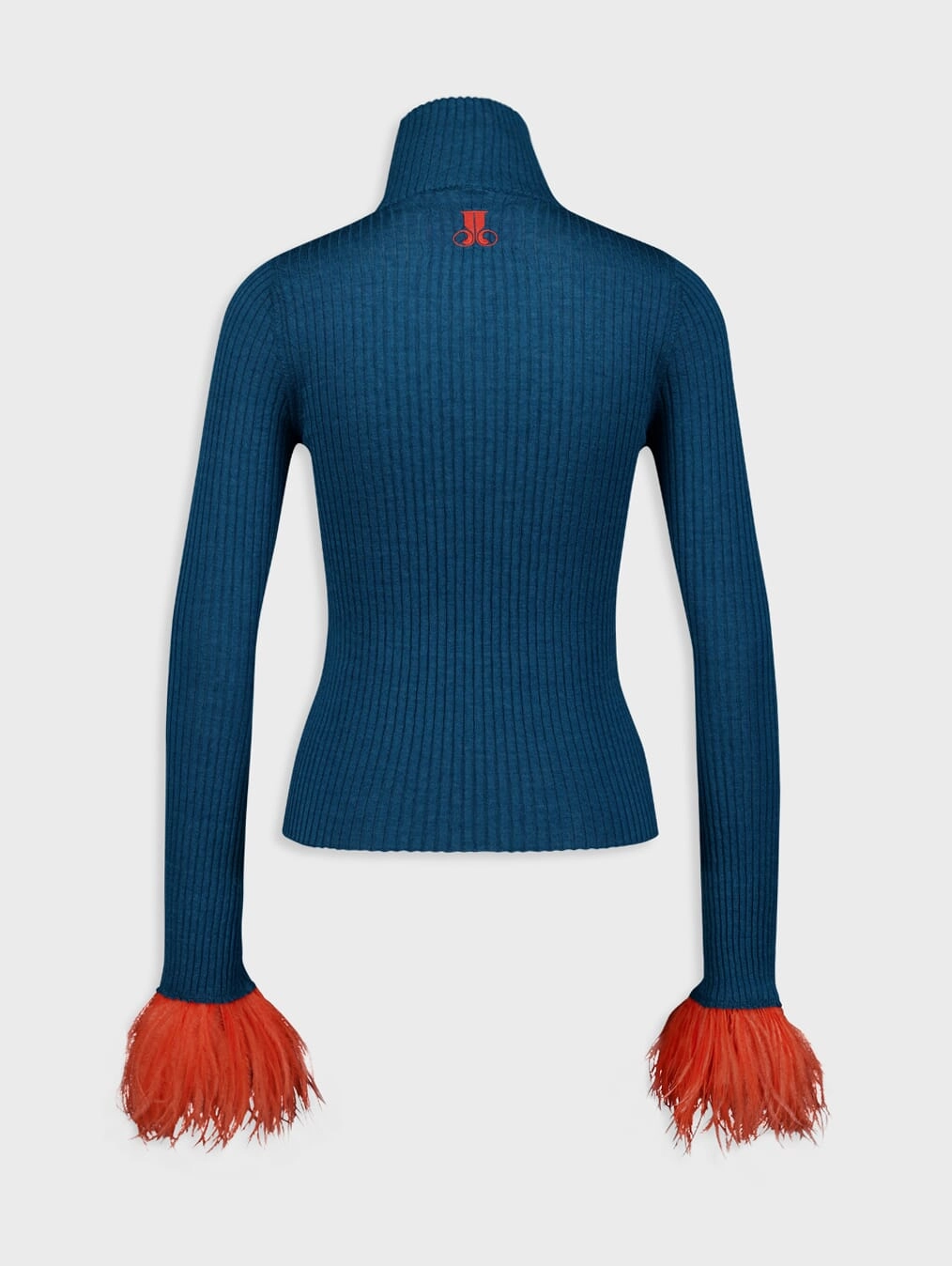 Feather-Trim Rib-Knit Jumper