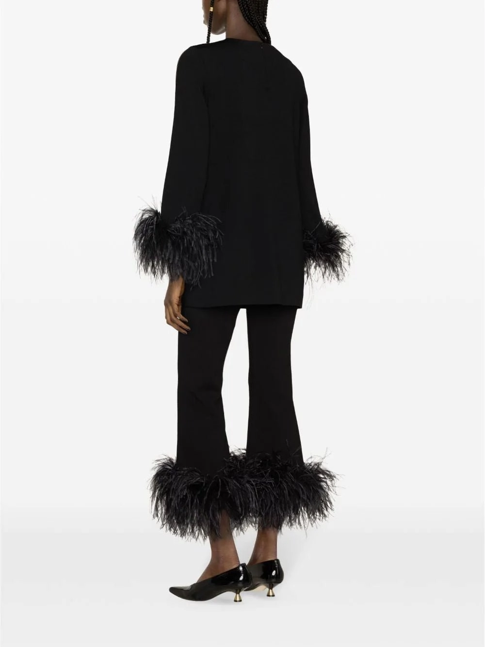 Feather-TrimStretched Viscose Trousers