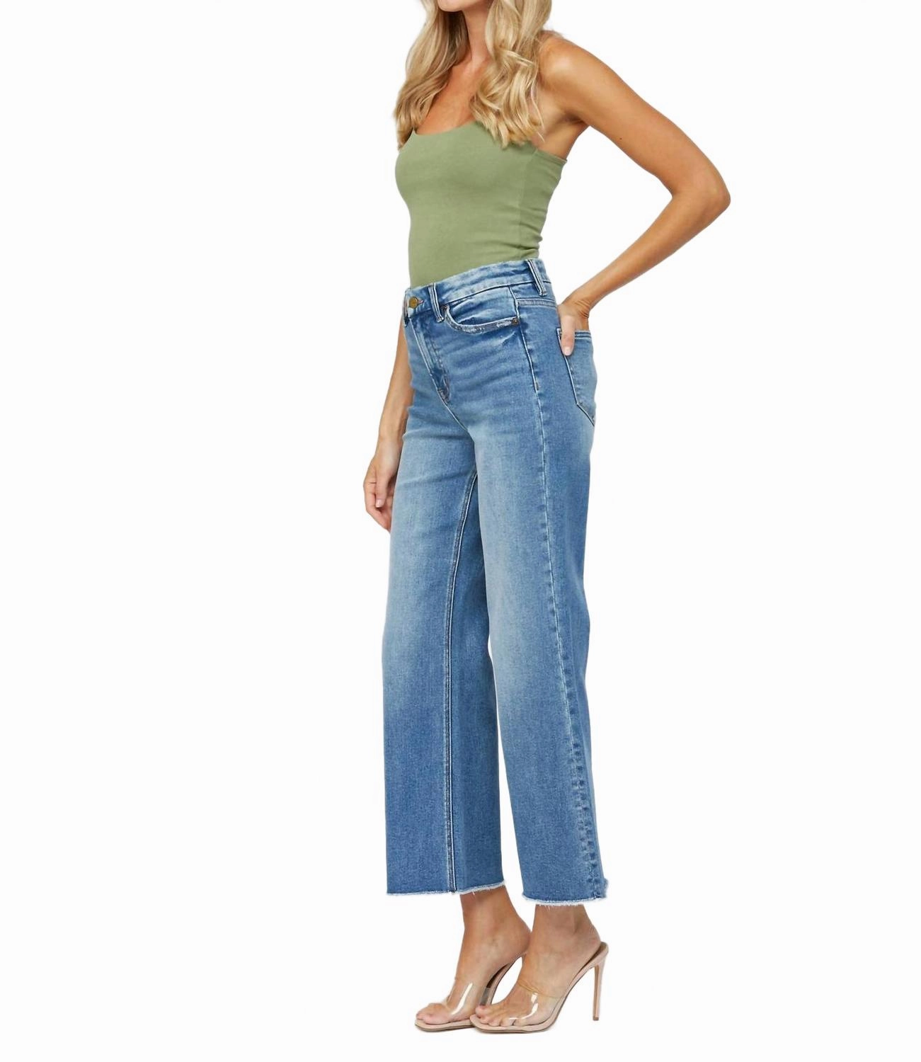 Festival Stretch Super High Rise Wide Leg Jean In Mediumblue