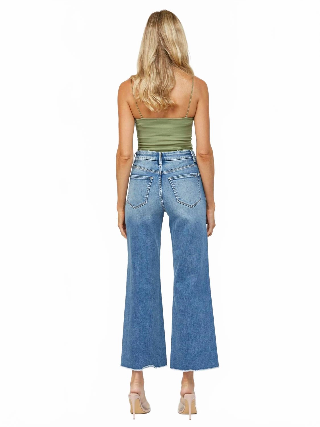 Festival Stretch Super High Rise Wide Leg Jean In Mediumblue