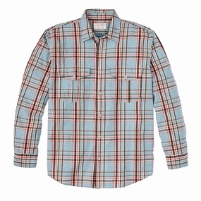 Filson Washed Feather Cloth Shirt Light Blue / Red / Natural Plaid mens tank tops best deals
