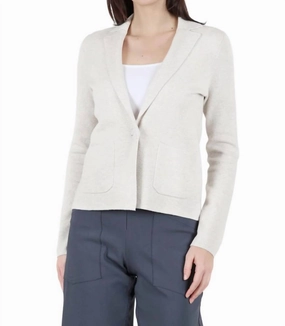 Fitted Notch Collar Cardigan In Champagne Tops Womens - asymmetrical tops