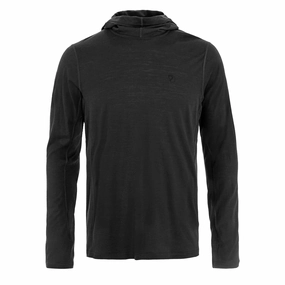 Fjallraven Abisko Wool Sun-hoodie Black mens long sleeves cheap