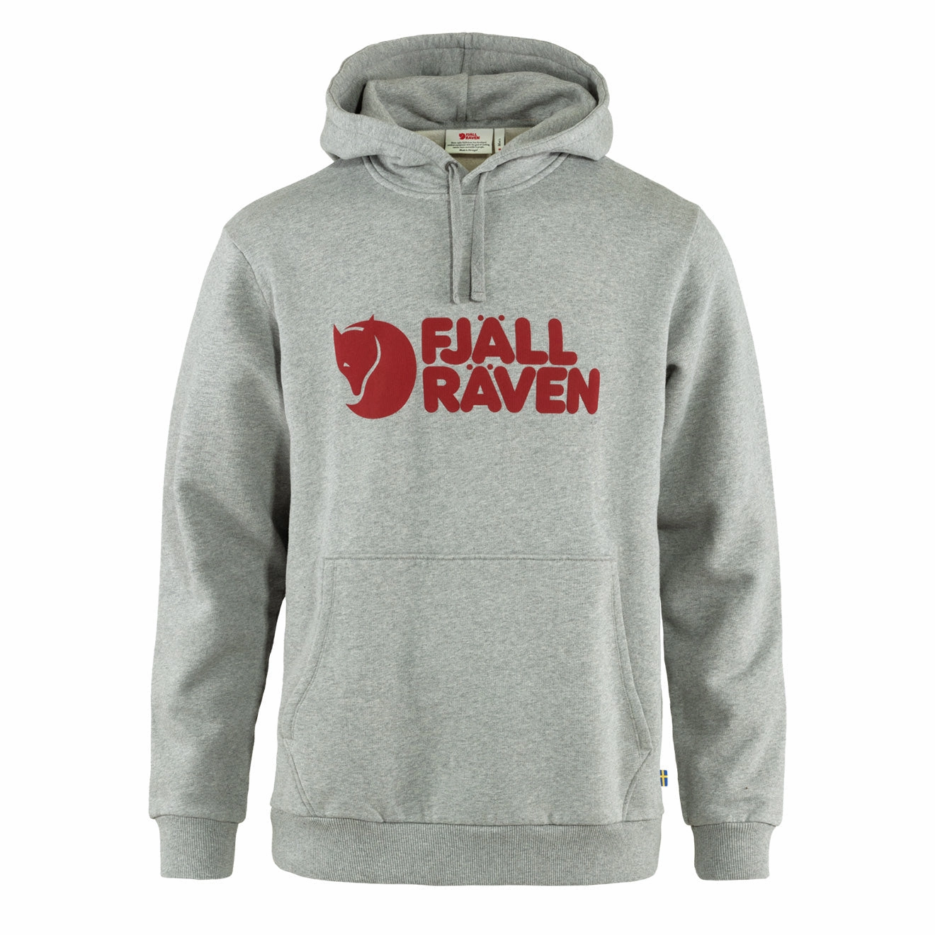 Fjallraven Logo Hoodie Grey Melange mens long sleeves cheap