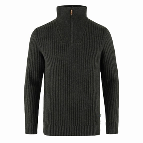 Fjallraven Ovik Half Zip Knit Dark Olive mens sweaters cheap