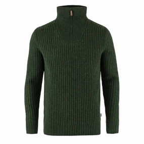 Fjallraven Ovik Half Zip Knit Deep Forest mens sweaters cheap