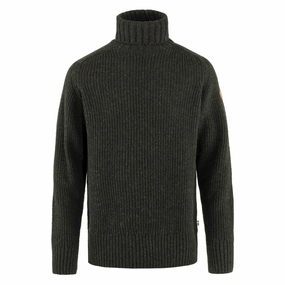 Fjallraven Ovik Roller Neck Sweater Dark Olive mens sweaters cheap