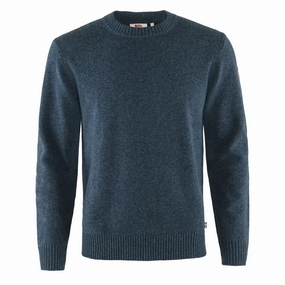 Fjallraven Ovik Round Neck Sweater Navy mens sweaters cheap