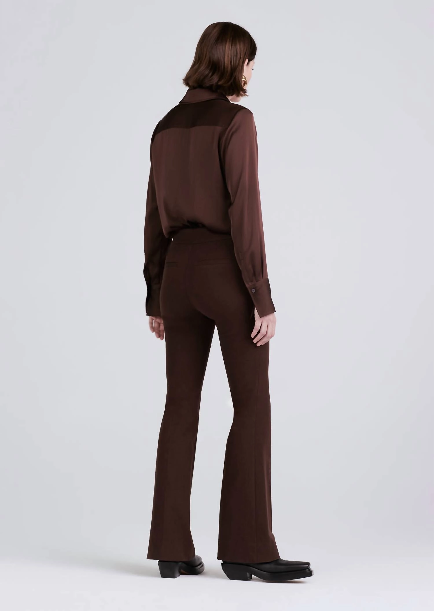 Flare Trouser Pants In Chocolate