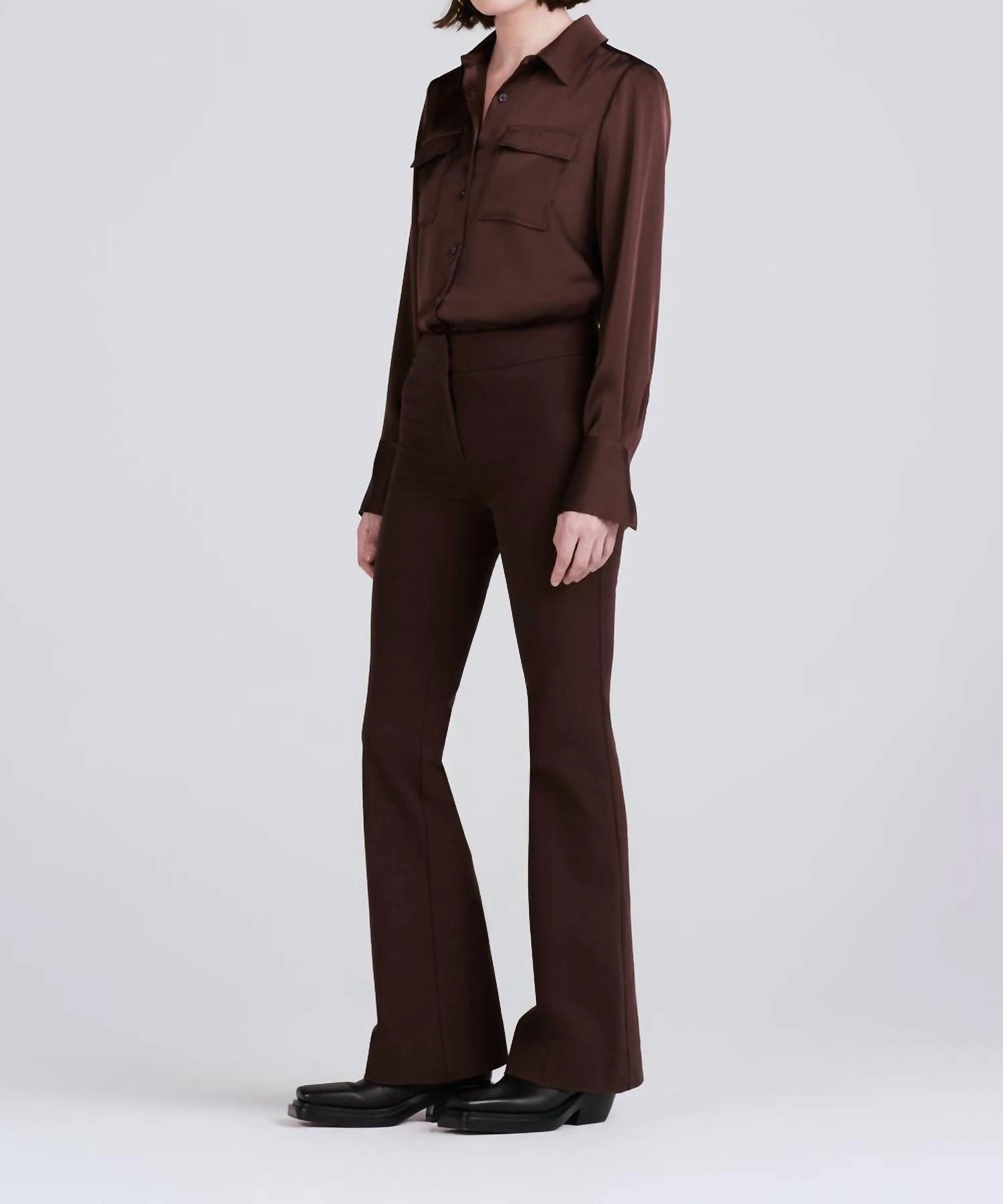 Flare Trouser Pants In Chocolate