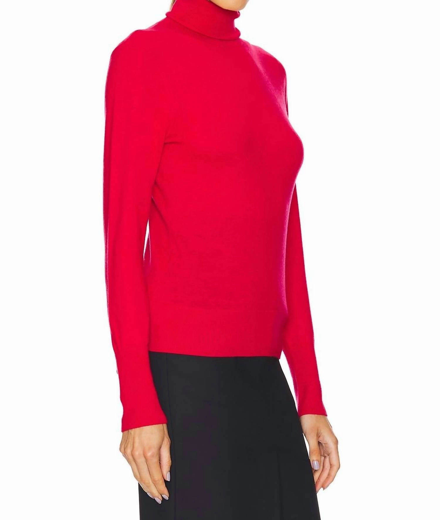 Flora Turtleneck Sweater In Lava Red/gold