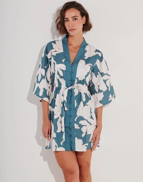 Floral Abstract Mini Kimono - Puffy Sky Swim Womens - bikinis clearance