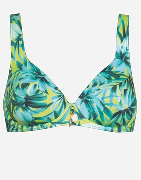 Floral Flashback Moulded Underwired Bikini Top - Aquatic Green Swim Womens - beachwear discount