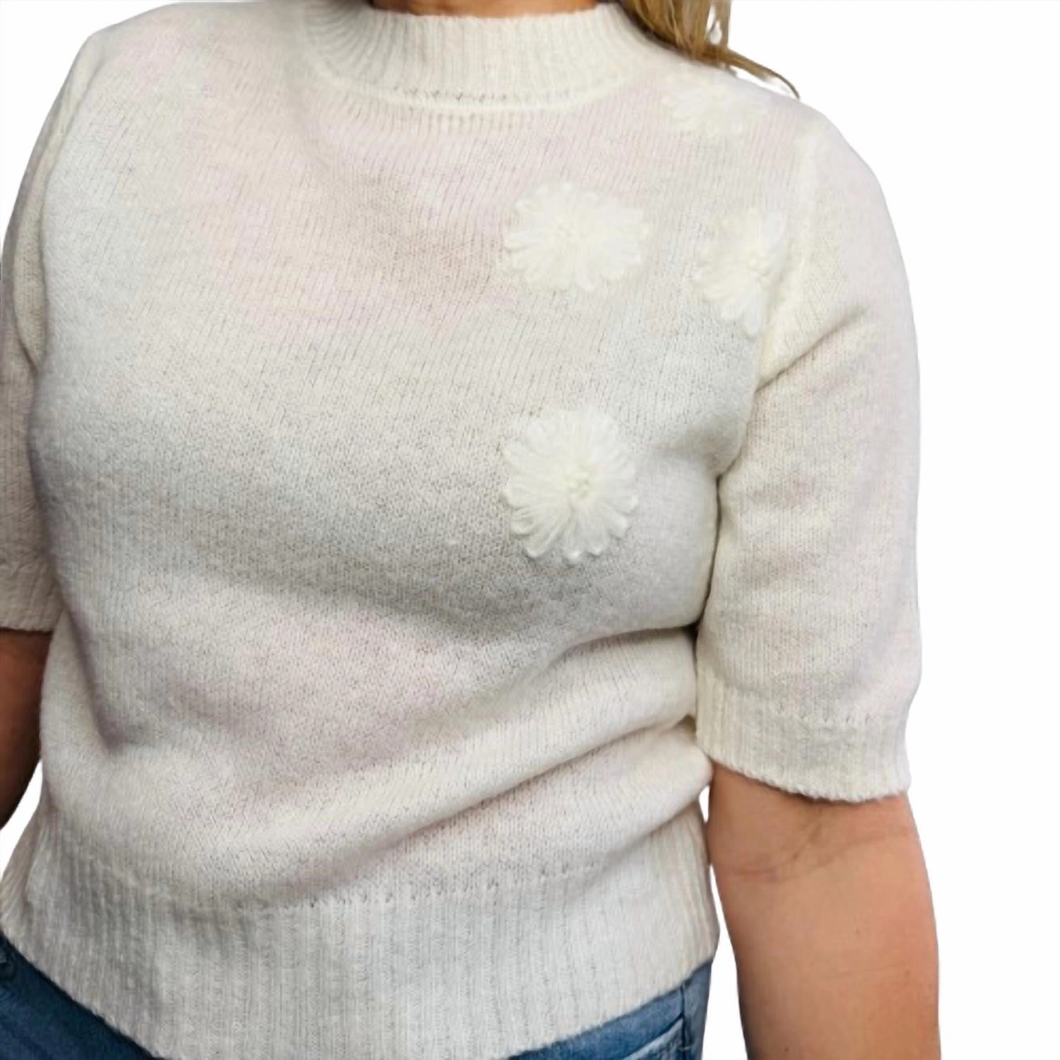 Floral Frost Sweater In Ivory