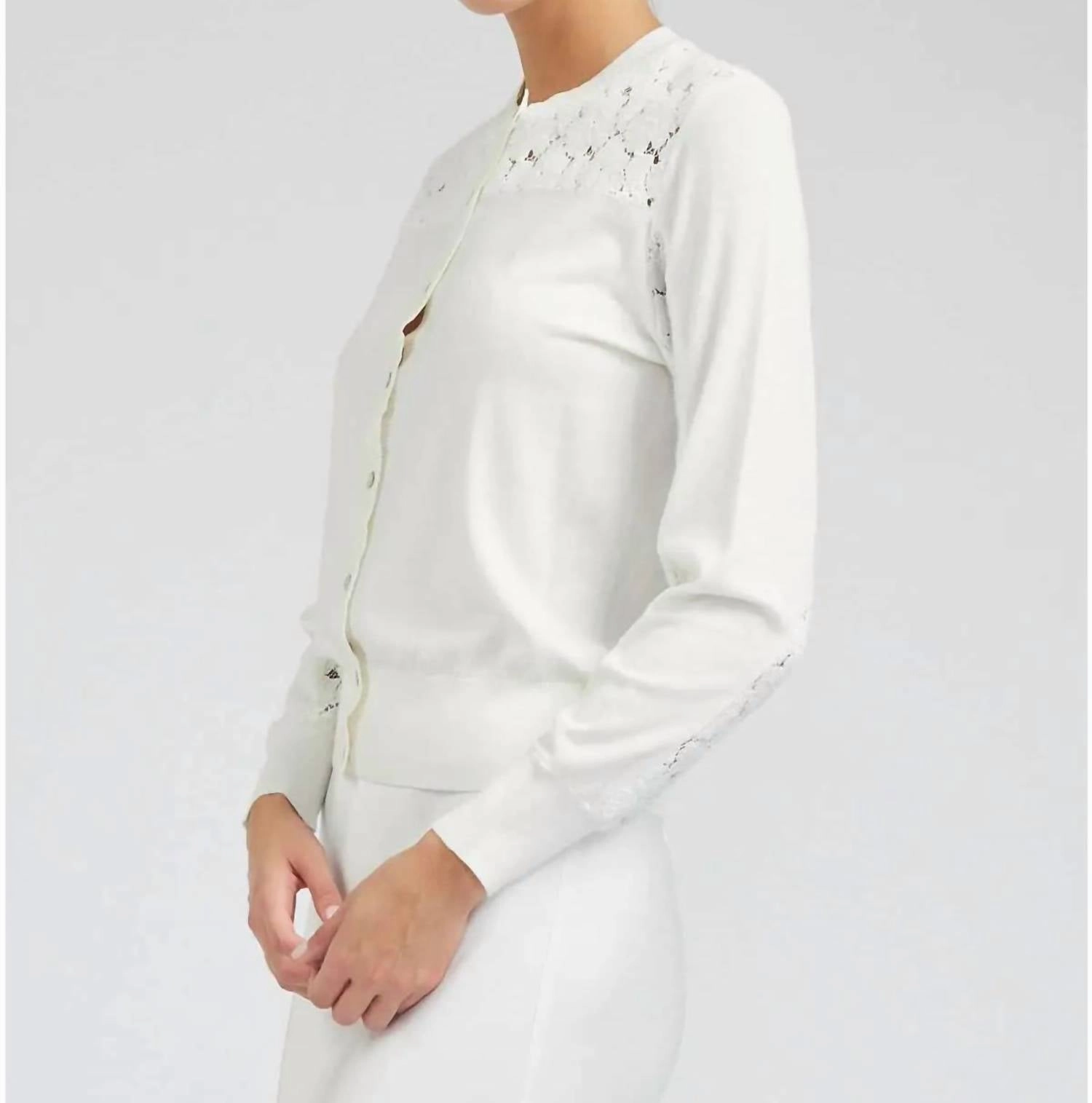 Floral Lace Cardigan In Off White
