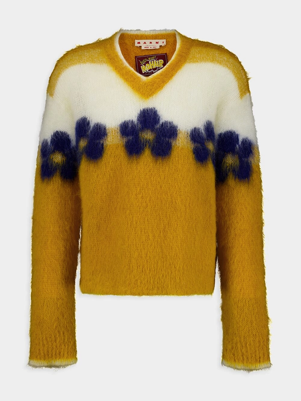 Floral Mohair V-Neck Jumper Knitwear Mens - men's sweaters sale