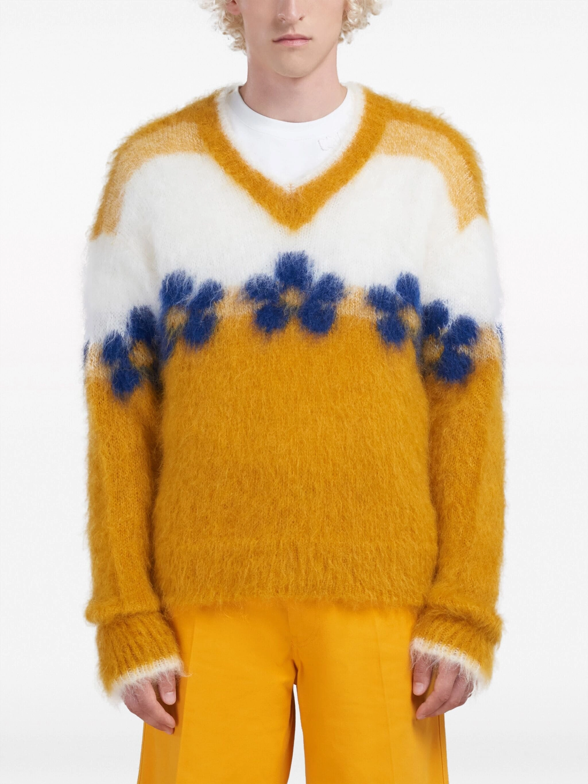 Floral Mohair V-Neck Jumper
