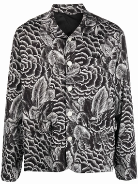 Floral-Print Long-Sleeve Shirt mens polos clearance