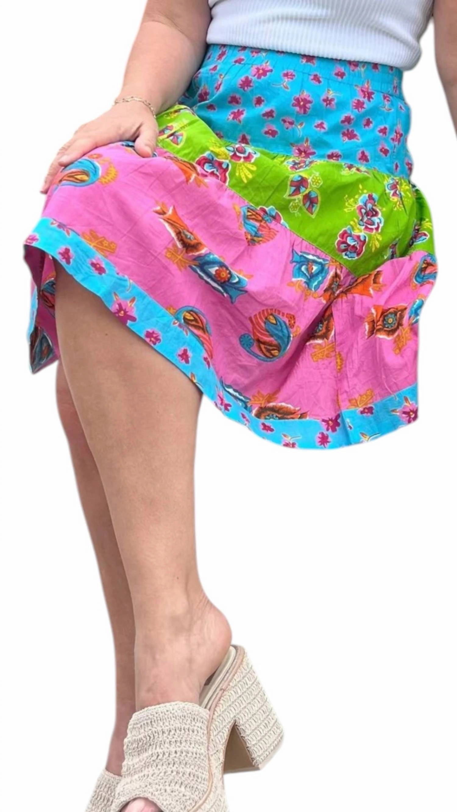 Floral Print Tiered Skirt In Mutli