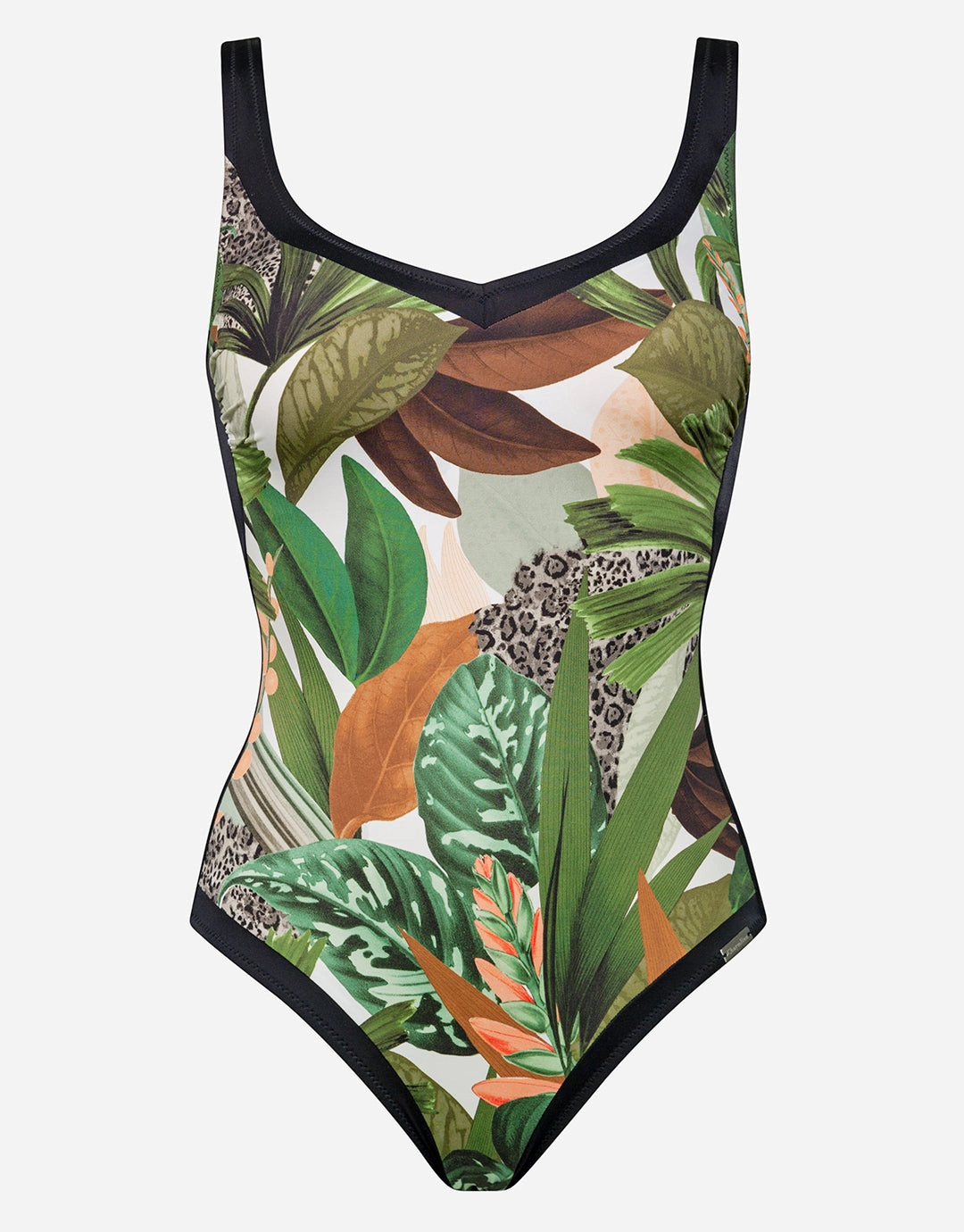 Floral Safari Shaped Neck Swimsuit - White Jungle Swim Womens - monokinis best price