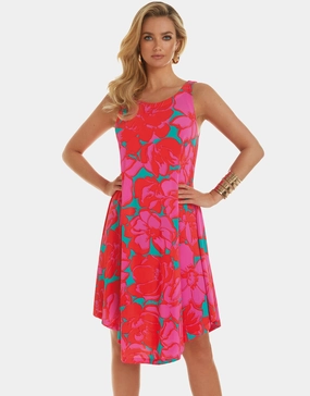 Floreale Sleeveless Midi Dress - Pink Swim Womens - bikinis clearance