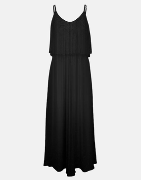 Flounce Maxi Dress - Black Swim Womens - bikinis clearance