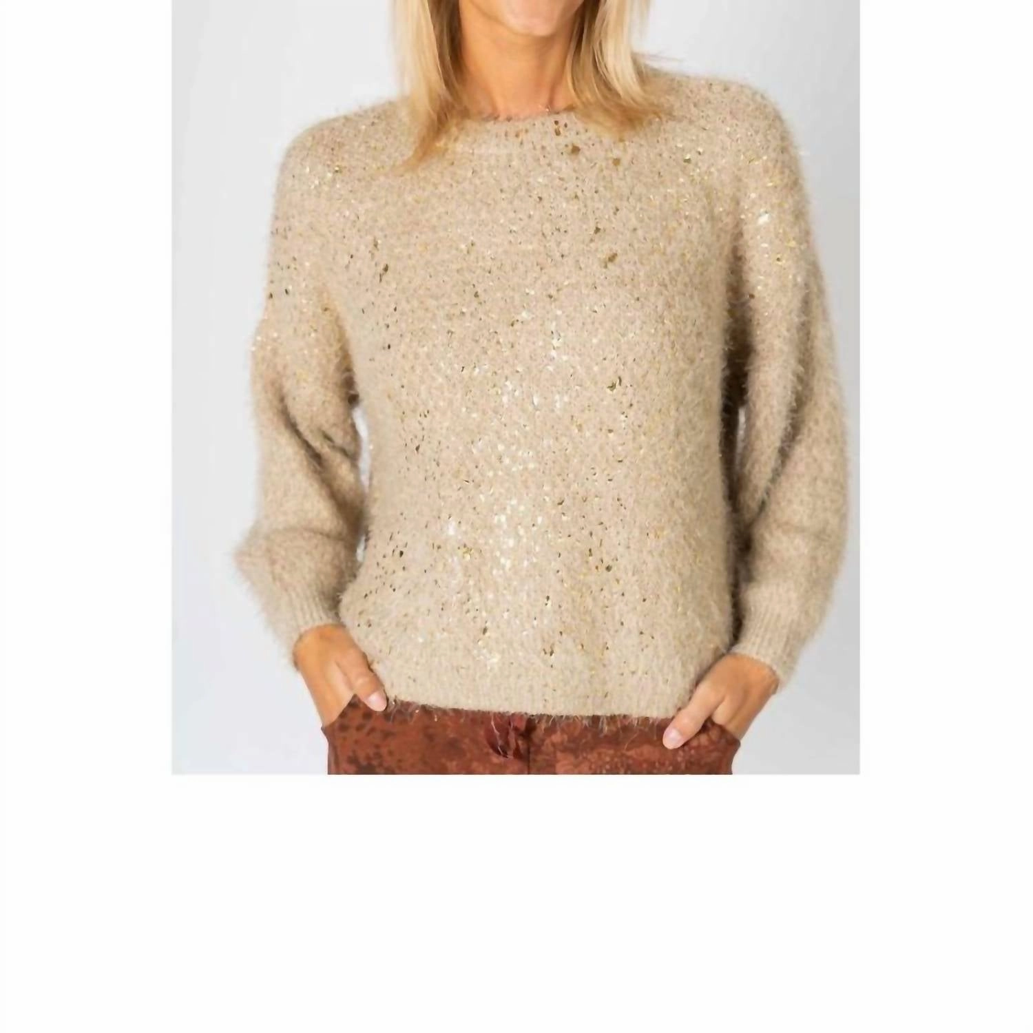 Fluffy Sweater In Taupe Tops Womens - bodysuits clearance