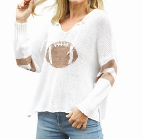 Football Sweater In White Tops Womens - asymmetrical tops
