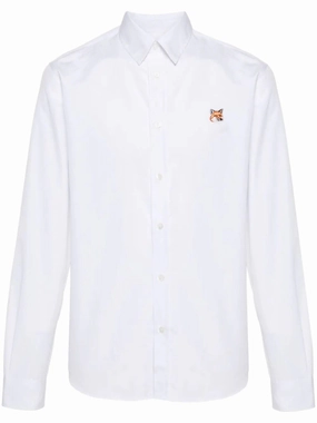 Fox-Patch Cotton Shirt mens polos clearance