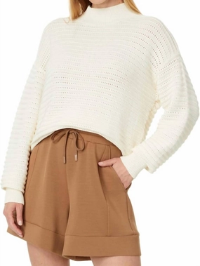 Franco Knit Crew Sweater In Egret Tops Womens - ruffle blouses
