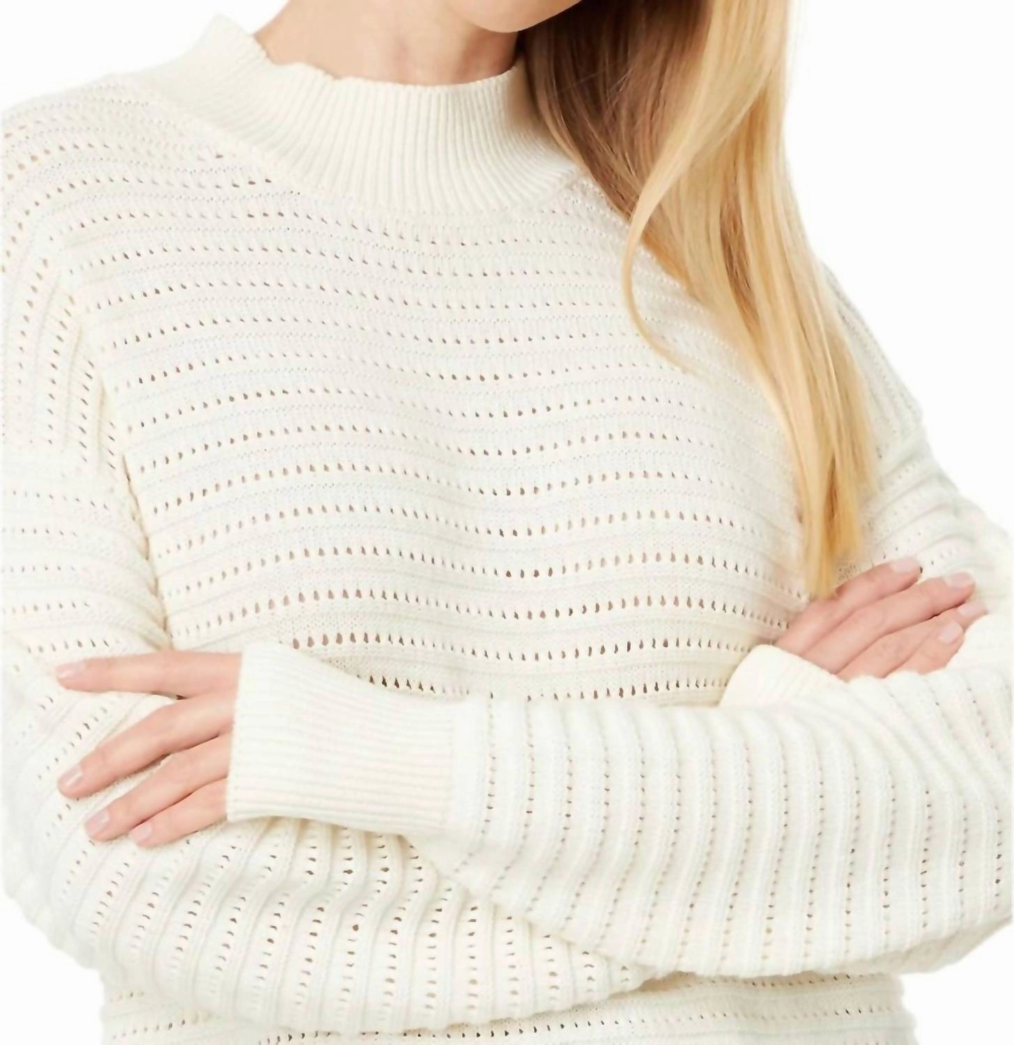 Franco Knit Crew Sweater In Egret