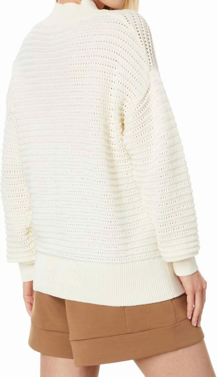 Franco Knit Crew Sweater In Egret