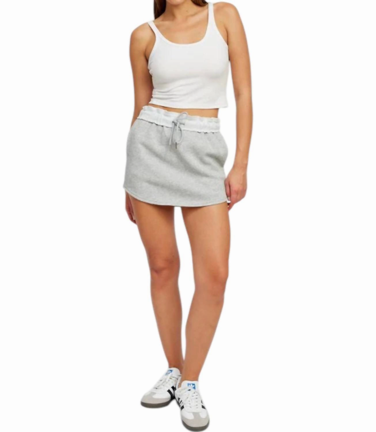 French Terry Mini Skirt In Heather Grey