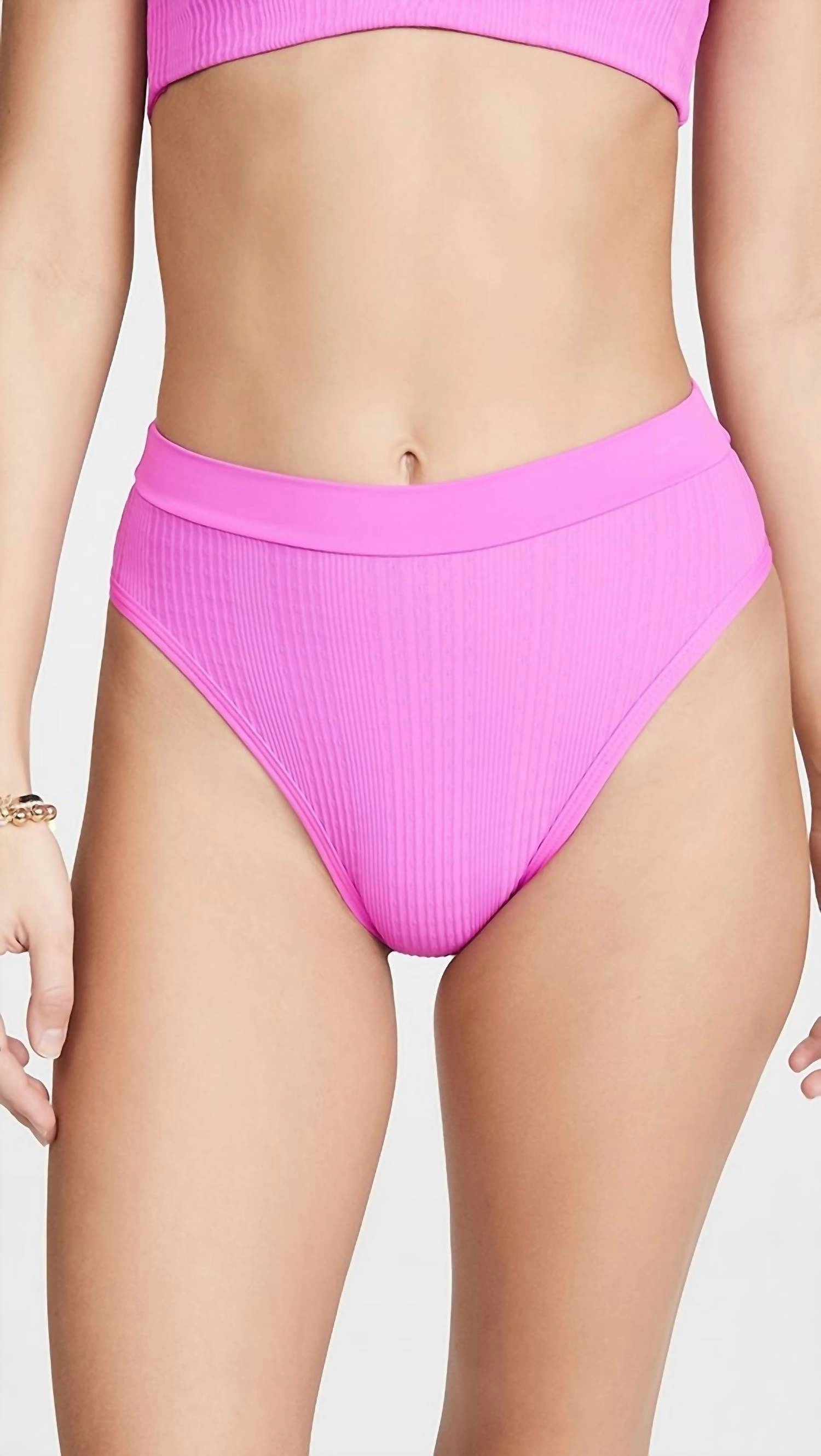 Frenchi Bikini Bottom In Bright Fuschia Swim Womens - ruched swimwear outlet