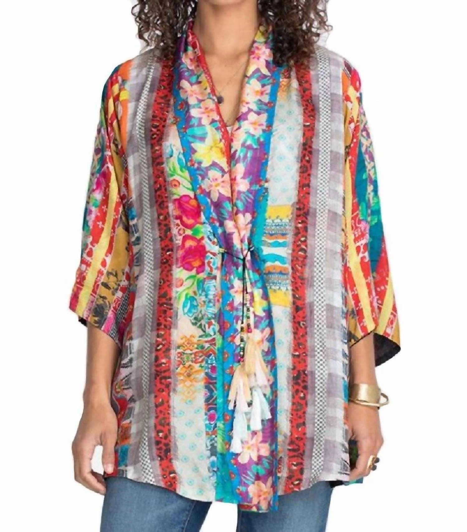 Friendship Anastasia Kimono In Multi Tops Womens - silk tops clearance