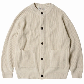 Frizmworks Heavy Wool Round Cardigan Cream mens sweaters cheap