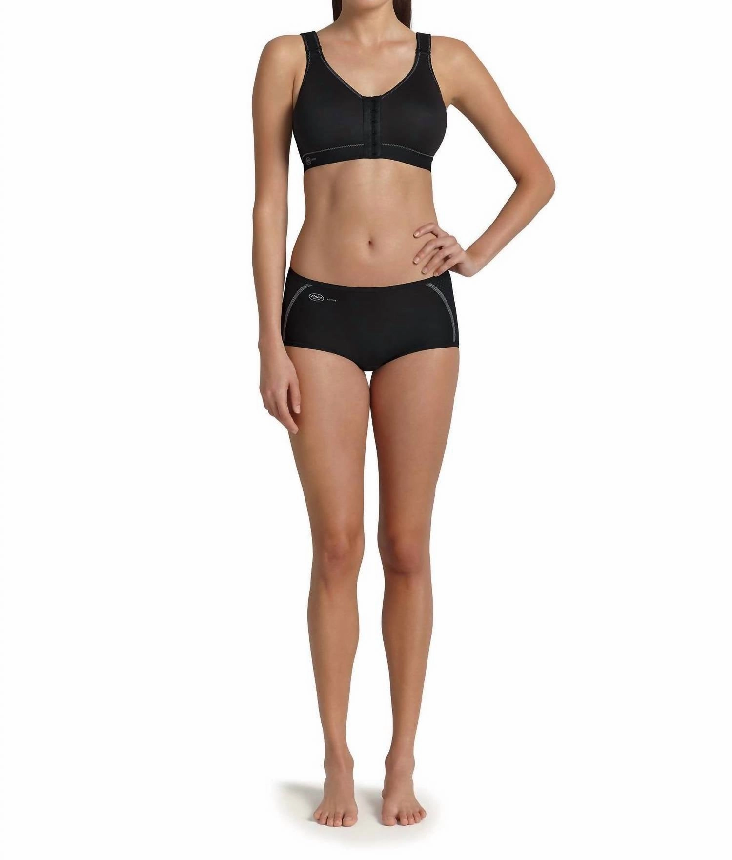 Front Closure Sports Bra Non-Wired In Black