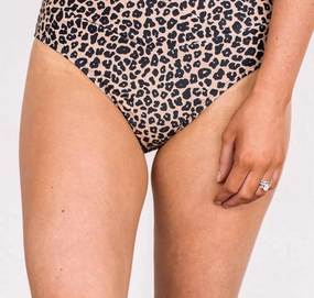Fun In The Sun Swim Bottoms In Natural Leopard Print Swim Womens - ruched swimwear outlet