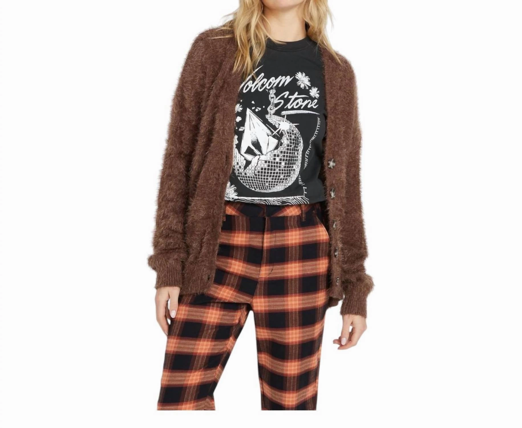 Fuzzigan Cardigan In Chocolate Tops Womens - sheer tops clearance