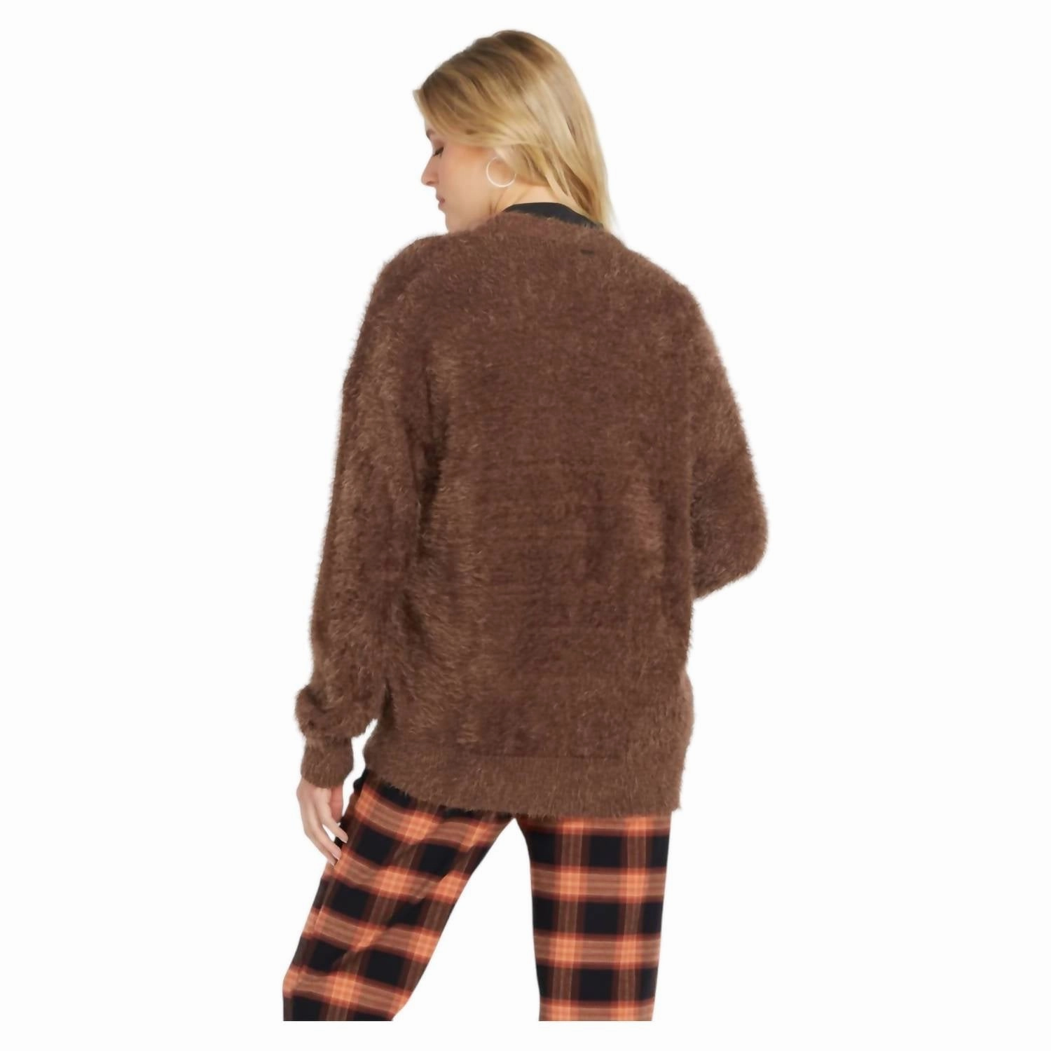 Fuzzigan Cardigan In Chocolate