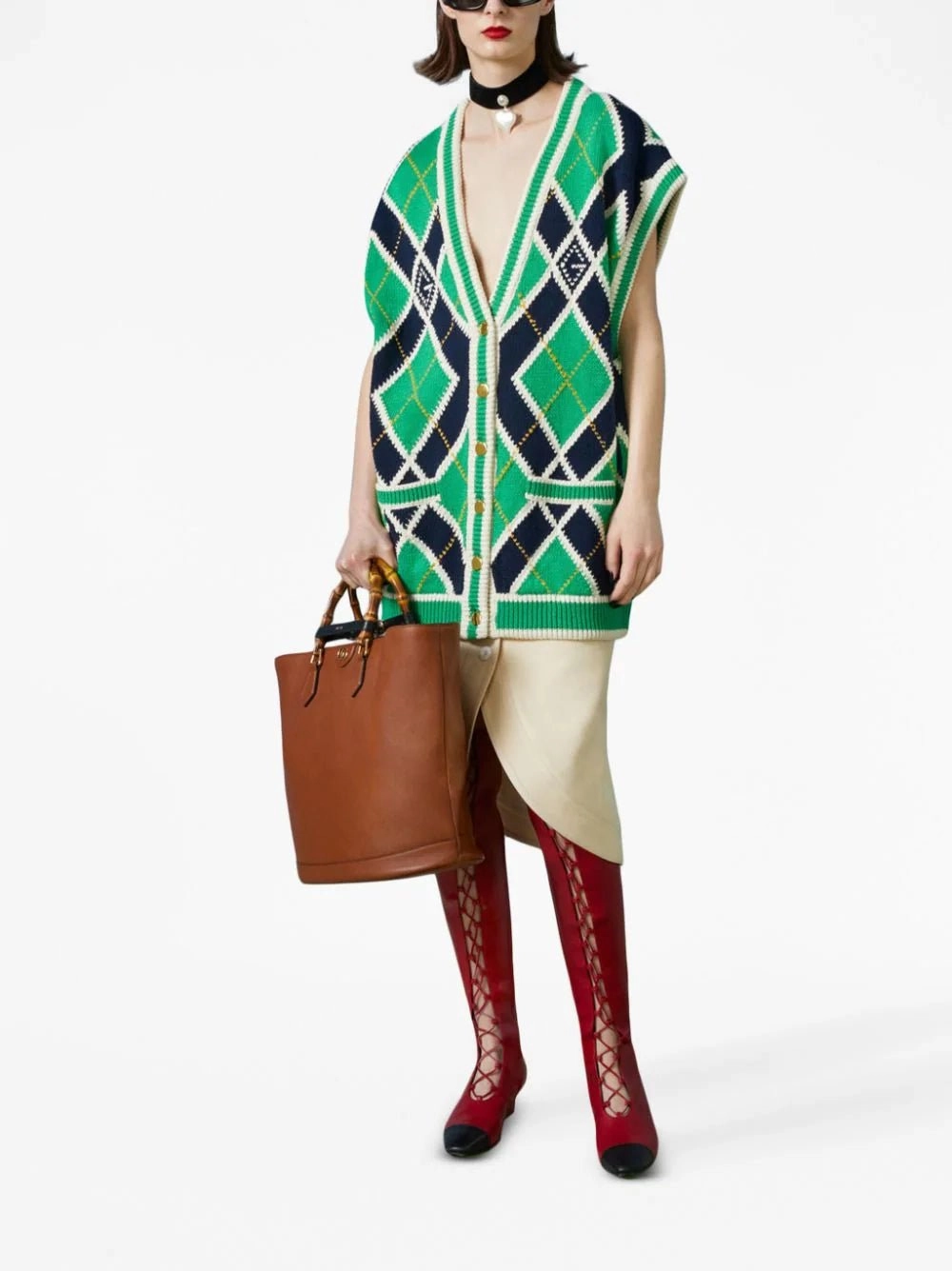 G Rhombus Sleeveless Cardigan