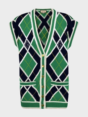 G Rhombus Sleeveless Cardigan Knitwear Womens - women's knitwear cheap