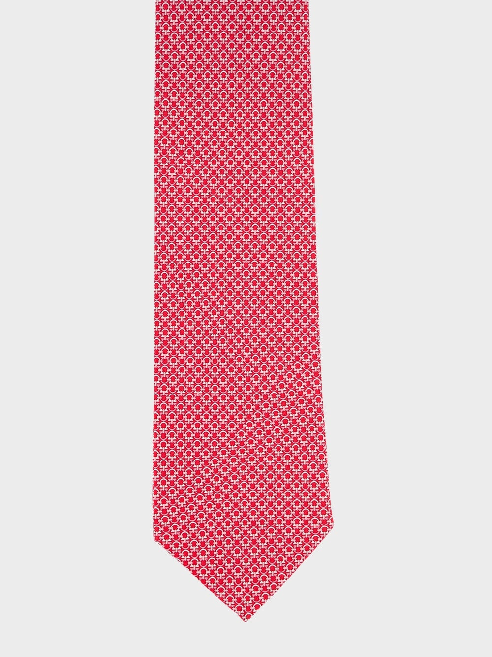 Gancini Print Red and Pink Silk Tie