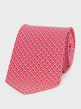 Gancini Print Red and Pink Silk Tie Suits Mens - men's suits outlet