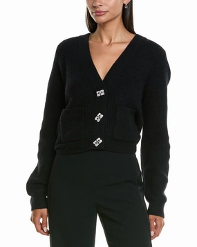 GANNI Alpaca & Wool-Blend Cardigan Tops Womens - button-up blouses