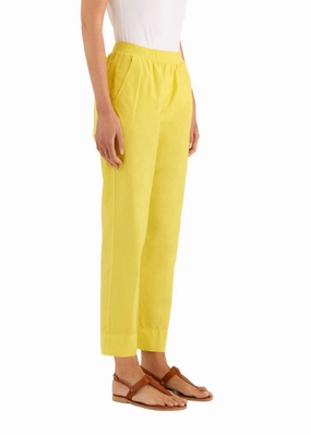 Garment-Dyed Flat Elasticated Straight Trousers In Citrus womens denim shorts discount